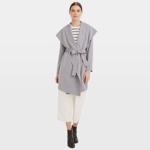Club Monaco light gray Hanne lightweight shawl collar wrap trench coat - XS